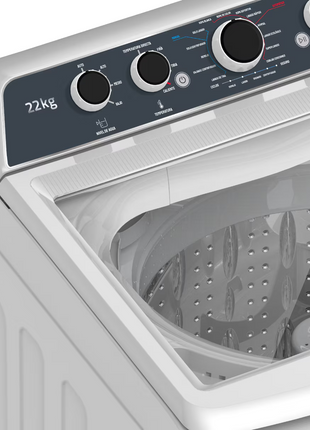 Lavadora Automática Mirage LMA022G | 22 kg | Carga Superior | 10 Programas | Tina de Acero Inoxidable | Alta Capacidad | Color Gris