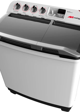 Lavadora Semiautomática Mirage LMS013M | 13 kg | Doble Tina | Bajo Consumo de Agua y Energía | Blanca con Tapa Transparente