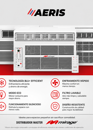 AIRE ACONDICIONADO DE VENTANA 1 TON, BLU PLUS, R32, SOLO ENFRIAMIENTO, 115 V