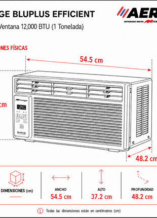 AIRE ACONDICIONADO DE VENTANA 1 TON, BLU PLUS, R32, SOLO ENFRIAMIENTO, 115 V