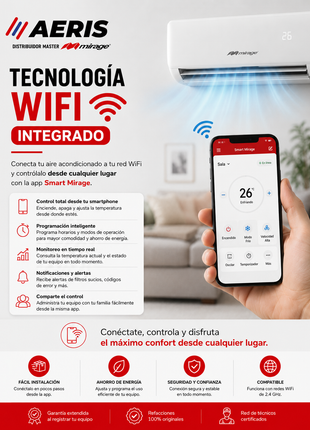 INVERTER X5 WIFI / SOLO FRÍO, 1 TON, 220V, Minisplit, Blanco, 12000 BTU, R32 Bajo Impacto Ambiental, 17.6 SEER
