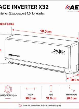 INVERTER X32 / SOLO FRÍO, 1.5 TON, 220 V, Minisplit, Blanco, 18000 BTU, R32 Bajo Impacto Ambiental, 16.7 SEER, SETCWF181E
