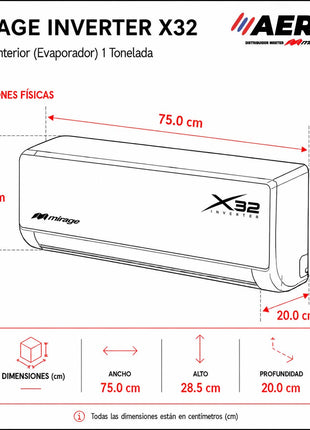 INVERTER X32 / SOLO FRÍO, 1 TON, 110 V, Minisplit, Blanco, 12000 BTU, R32 Bajo Impacto Ambiental, 17.4 SEER