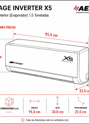 MINISPLITS X5 Inverter 1.5 Tonelada solo Frío
