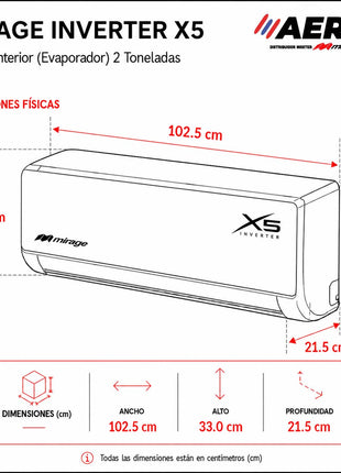 INVERTER X5 WIFI / SOLO FRÍO, 2 TON, 220V, Minisplit, Blanco, 24000 BTU, R32 Bajo Impacto Ambiental, 17.6 SEER