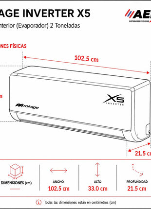 INVERTER X5 WIFI / SOLO FRÍO, 2 TON, 220V, Minisplit, Blanco, 24000 BTU, R32 Bajo Impacto Ambiental, 17.6 SEER