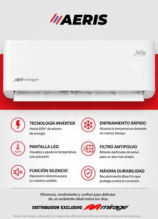 INVERTER X5 WIFI / SOLO FRÍO, 1 TON, 220V, Minisplit, Blanco, 12000 BTU, R32 Bajo Impacto Ambiental, 17.6 SEER