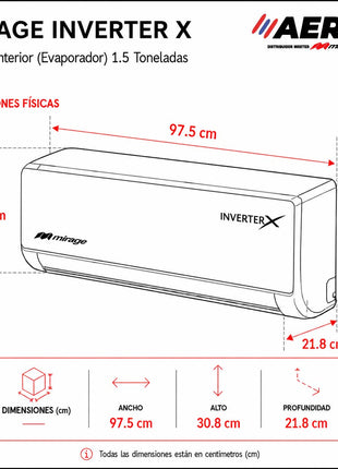 INVERTER X   /   SOLO FRIO, 1.5 TON, 220V, R32, 18000 BTU, Minisplit