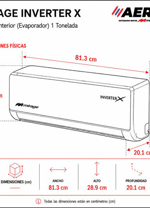 INVERTER X   /   SOLO FRIO, 1 TON, 110V, R32, 12000 BTU, Minisplit