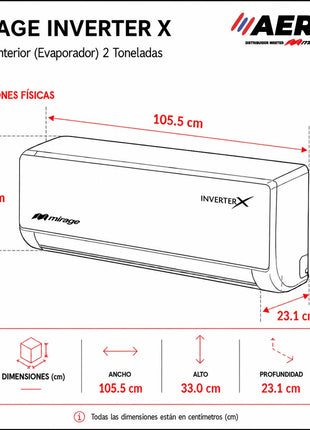 INVERTER X   /   SOLO FRIO, 2 TON, 220V, R32, 23000 BTU, MINISPLIT