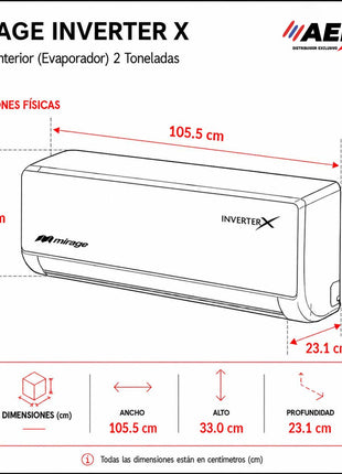 INVERTER X   /   SOLO FRIO, 2 TON, 220V, R32, 23000 BTU, MINISPLIT