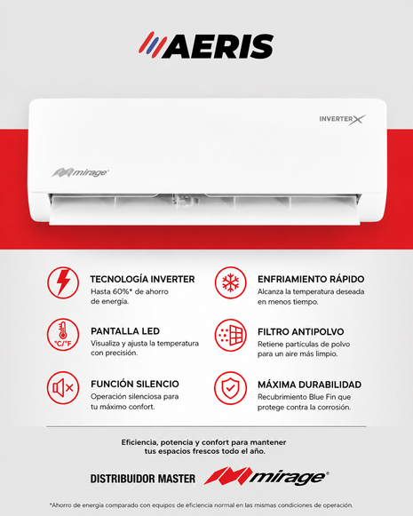 INVERTER X   /   SOLO FRIO, 2 TON, 220V, R32, 23000 BTU, MINISPLIT