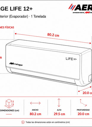 LIFE12 PLUS / CON CALEFACCIÓN, 1 TON, 220 V, Minisplit ON/OFF, Blanco, 12000 BTU, 12 SEER Series
