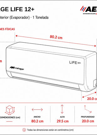 LIFE12 PLUS / CON CALEFACCIÓN, 1 TON, 220 V, Minisplit ON/OFF, Blanco, 12000 BTU, 12 SEER Series