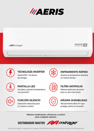 MAGNUM 18 / SOLO FRIO, 3 TON, 220 V, Minisplit, Blanco, 36000 BTU, R410A, 18 SEER