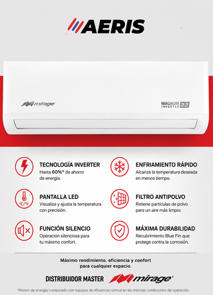 MAGNUM 22 / SOLO FRÍO, 1 TON, 110V, Minisplit, Blanco, 12000 BTU, R410A, 22 SEER