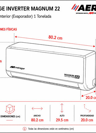MAGNUM 22 / SOLO FRÍO, 1 TON, 110V, Minisplit, Blanco, 12000 BTU, R410A, 22 SEER