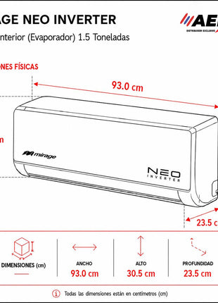 NEO INVERTER WIFI / FRIO Y CALOR, 1.5 TON, 220V, R32 BAJO IMPACTO AMBIENTAL, COLOR GRIS