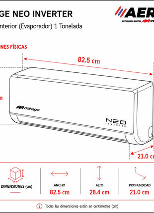 NEO INVERTER WIFI / FRIO Y CALOR, 1 TON, 220V, R32 BAJO IMPACTO AMBIENTAL, COLOR GRIS