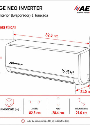 NEO INVERTER WIFI / FRIO Y CALOR, 1 TON, 220V, R32 BAJO IMPACTO AMBIENTAL, COLOR GRIS