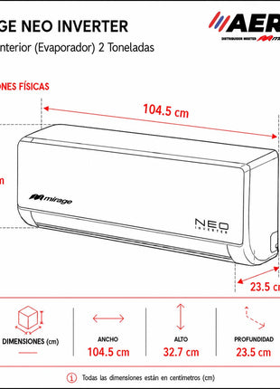 NEO INVERTER WIFI / FRIO Y CALOR, 2 TON, 220V, R32 BAJO IMPACTO AMBIENTAL, COLOR GRIS