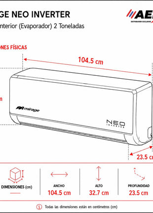 NEO INVERTER WIFI / FRIO Y CALOR, 2 TON, 220V, R32 BAJO IMPACTO AMBIENTAL, COLOR GRIS