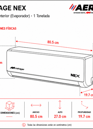 NEX / SOLO FRÍO, 1 TON, 115V, Minisplit ON/OFF, Blanco, 12000 BTU, R410A, 12 SEER Series