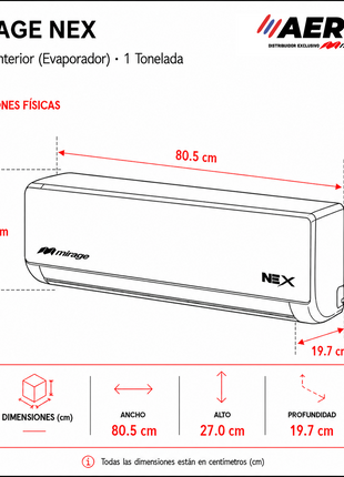 NEX / SOLO FRÍO, 1 TON, 115V, Minisplit ON/OFF, Blanco, 12000 BTU, R410A, 12 SEER Series
