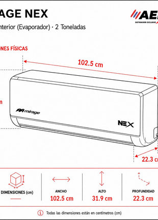 Mini split, ON/OFF,  NEX, Blanco, Solo Frío, 24 000 BTU, 220 V, R410a, 12 SEER series