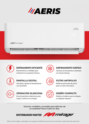 X5 ON/OFF / SOLO FRÍO, 1 TON, 220 V, Blanco, 12000 BTU, R410A, 12 SEER Series