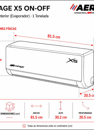X5 ON/OFF / SOLO FRÍO, 1 TON, 220 V, Blanco, 12000 BTU, R410A, 12 SEER Series