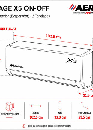Minisplit X5 ON/OFF 2 Toneladas Solo Frío 24000 BTU 220V