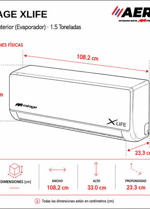 XLIFE / SOLO FRÍO, 1.5 TON, 220 V, Minisplit ON/OFF, Blanco, 18000 BTU, R410A, 12 SEER Series