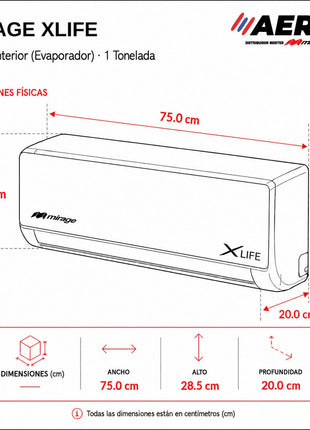 XLIFE / SOLO FRÍO, 1 TON, 115V, Minisplit ON/OFF, Blanco, 12000 BTU, R410A, 12 SEER Series