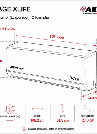 XLIFE / SOLO FRÍO, 2 TON, 220 V, Minisplit ON/OFF, Blanco, 24000 BTU, R410A, 12 SEER Series